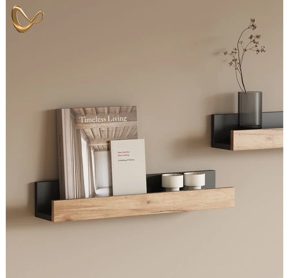 Livinity® Bücherregal Lorena Anthrazit/Goldkraft Eiche 2er Set - Bild 5