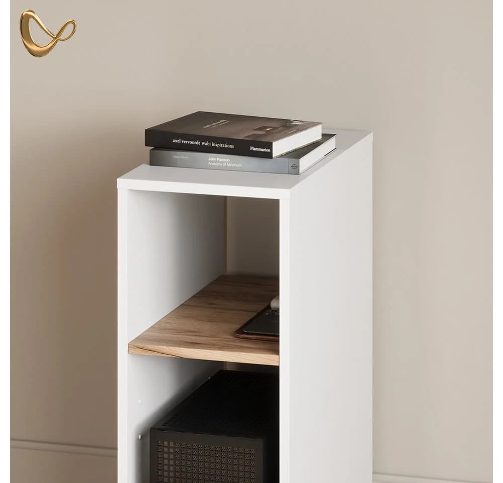 Livinity® PC-Schrank Lorena Weiß/Goldkraft Eiche 28.5 x 72 cm - Bild 5