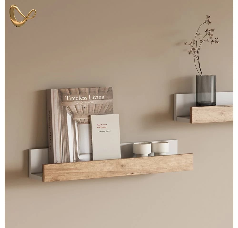 Livinity® Bücherregal Lorena 2er Set Weiß/Goldkraft Eiche - Bild 5