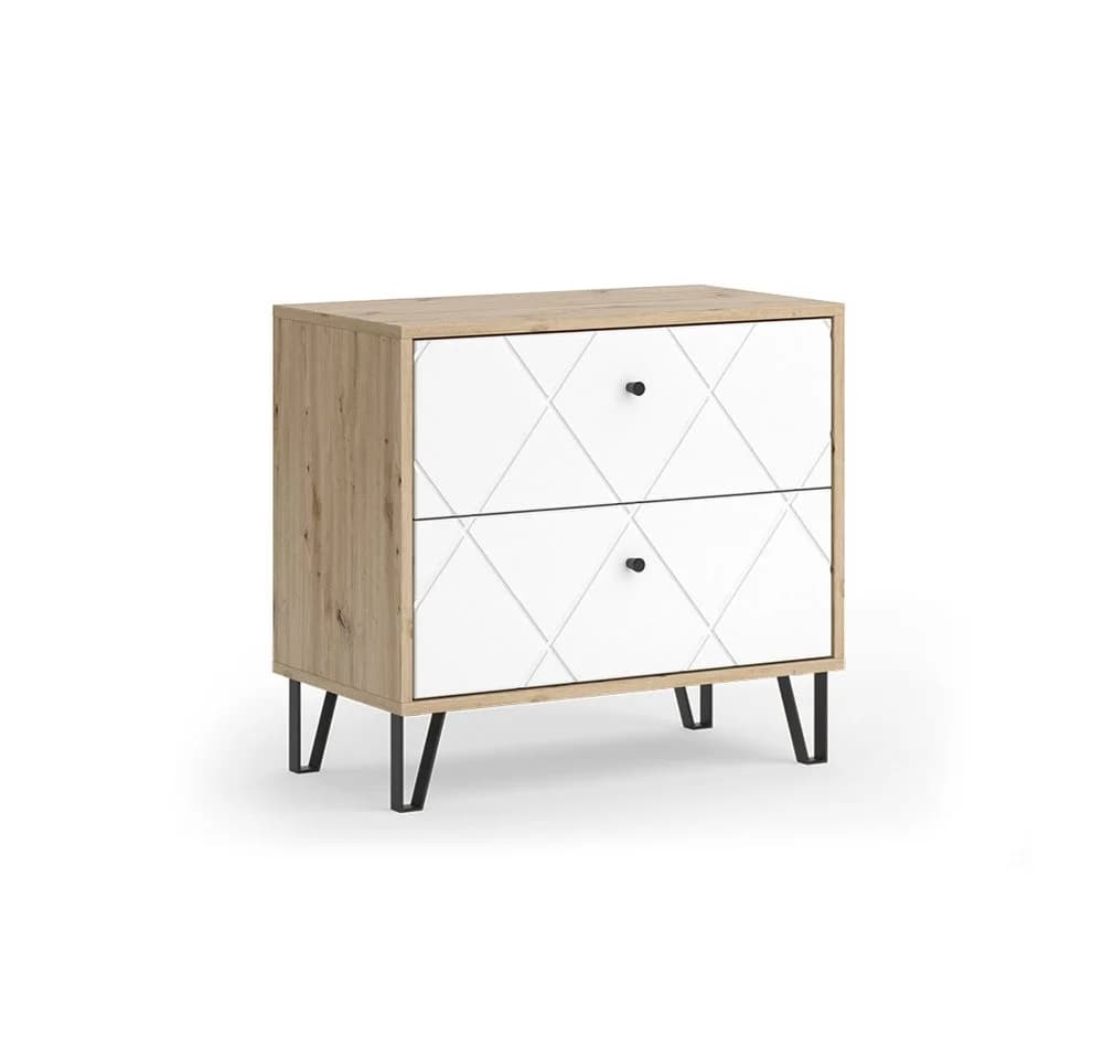 Vicco Nachtschrank Nizza Artisan-Eiche/Weiß mit 2 Schubladen