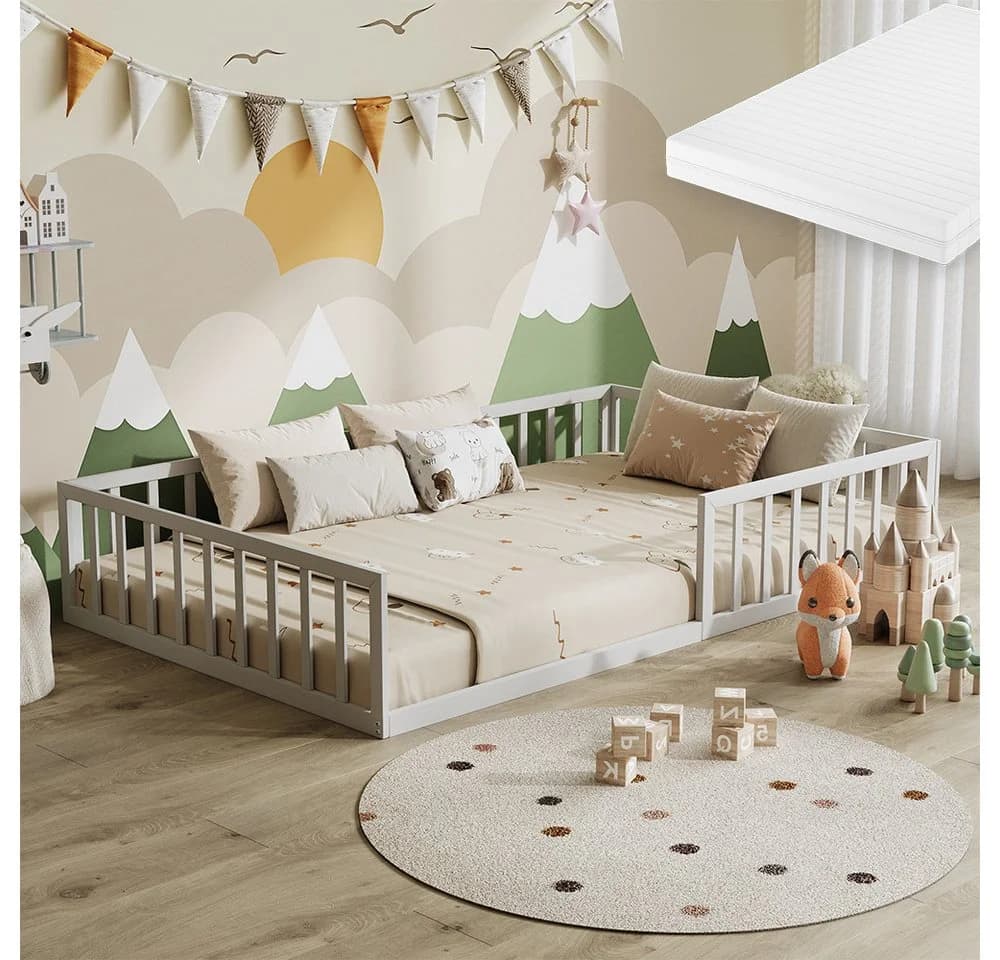 VitaliSpa® Kinderbett Minno Bodenbett Weiß mit Matratze - Bild 2