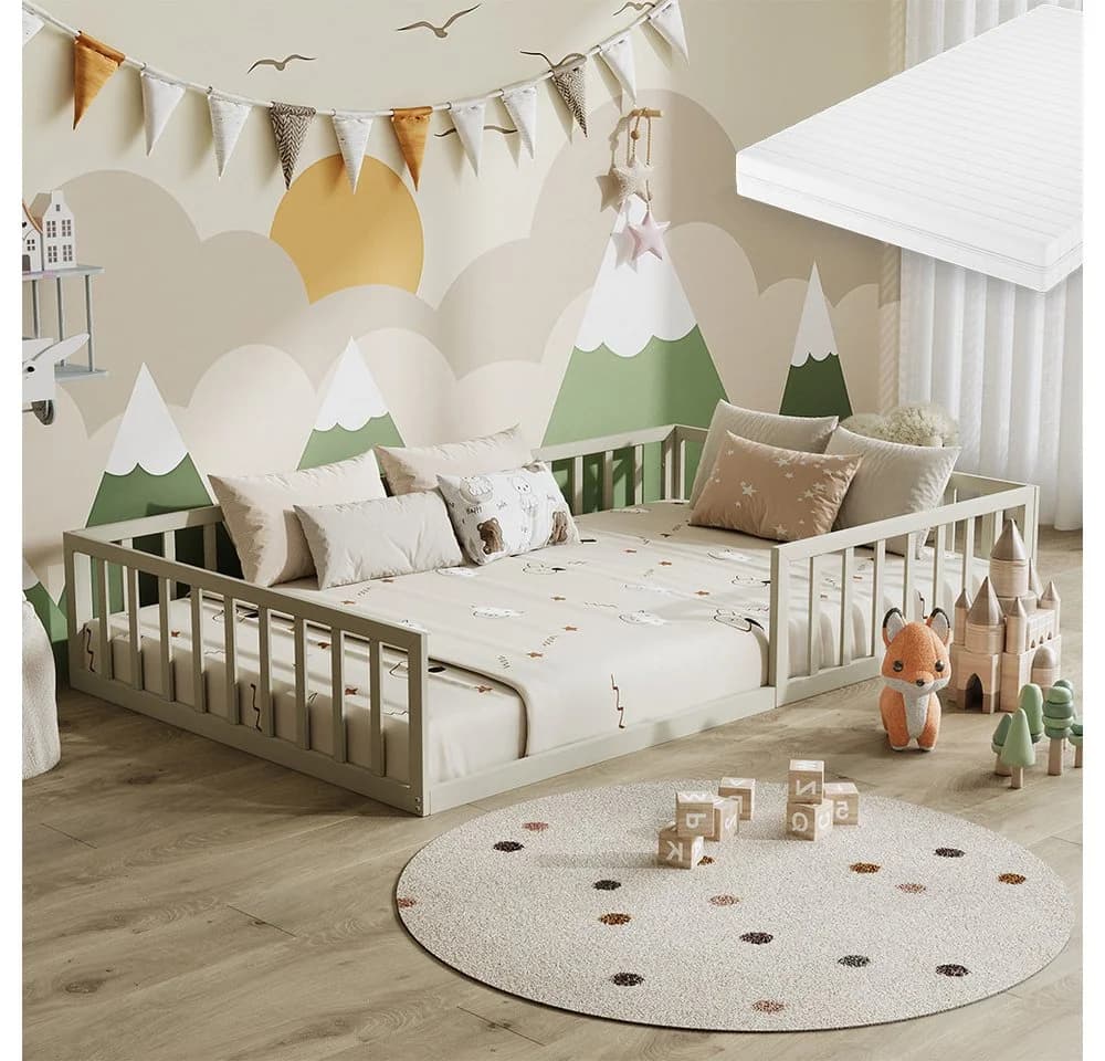VitaliSpa® Kinderbett Minno Bodenbett mit Matratze Greige - Bild 2