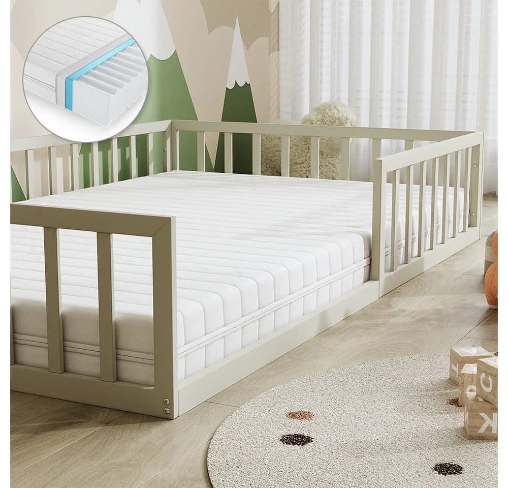 VitaliSpa® Kinderbett Minno Bodenbett mit Matratze Greige - Bild 4