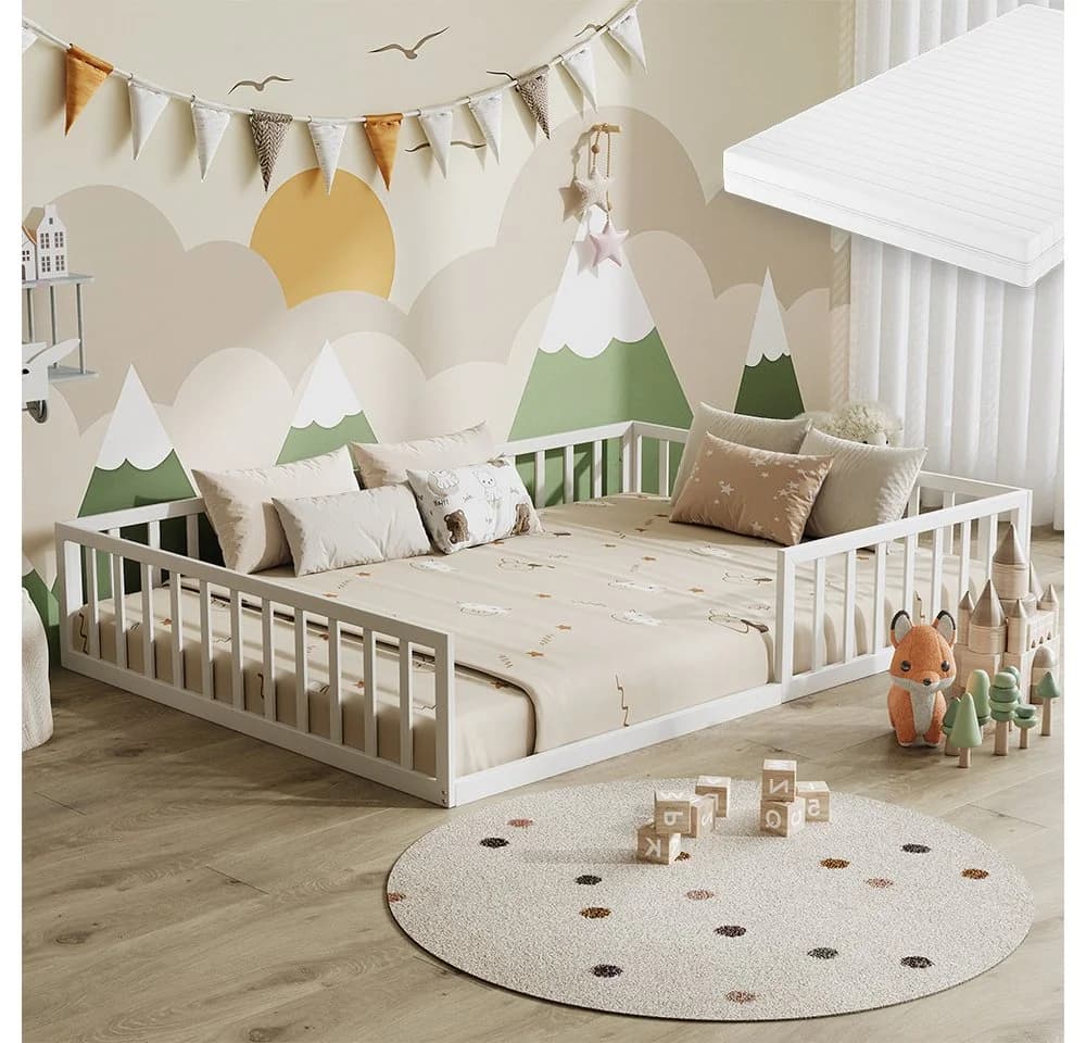 VitaliSpa® Kinderbett Minno Weiß Bodenbett mit Matratze - Bild 2