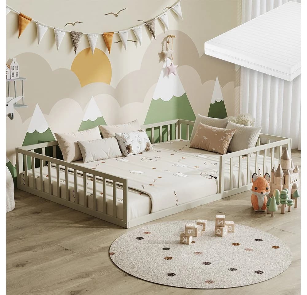 VitaliSpa® Kinderbett Minno Bodenbett mit Matratze Greige - Bild 2