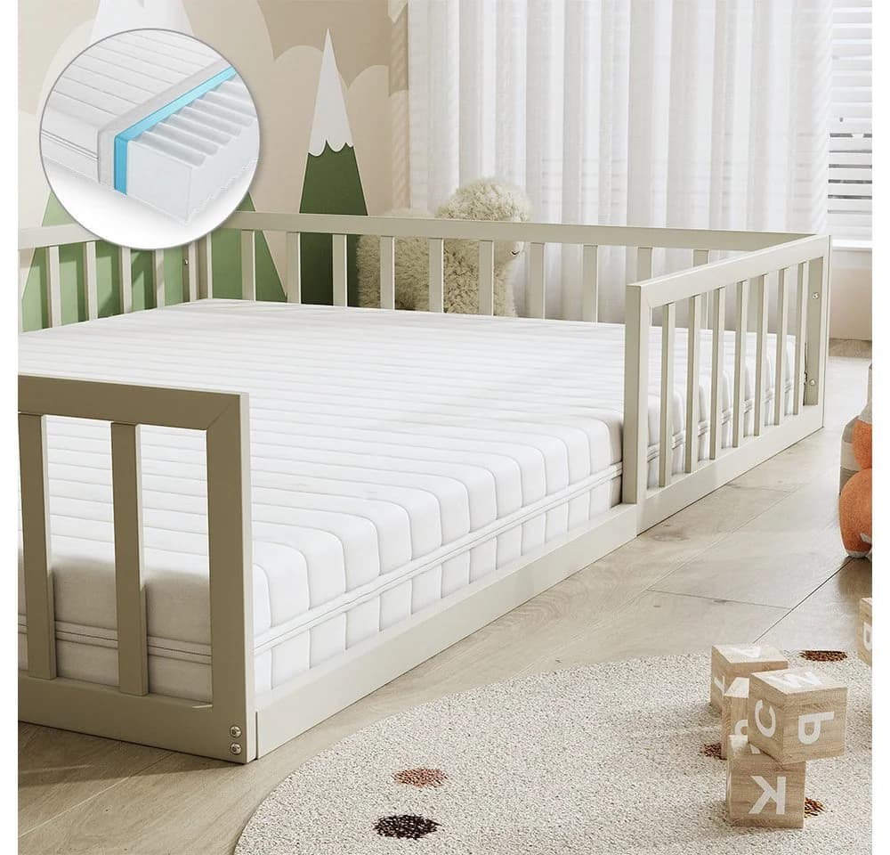 VitaliSpa® Kinderbett Minno Bodenbett mit Matratze Greige - Bild 4