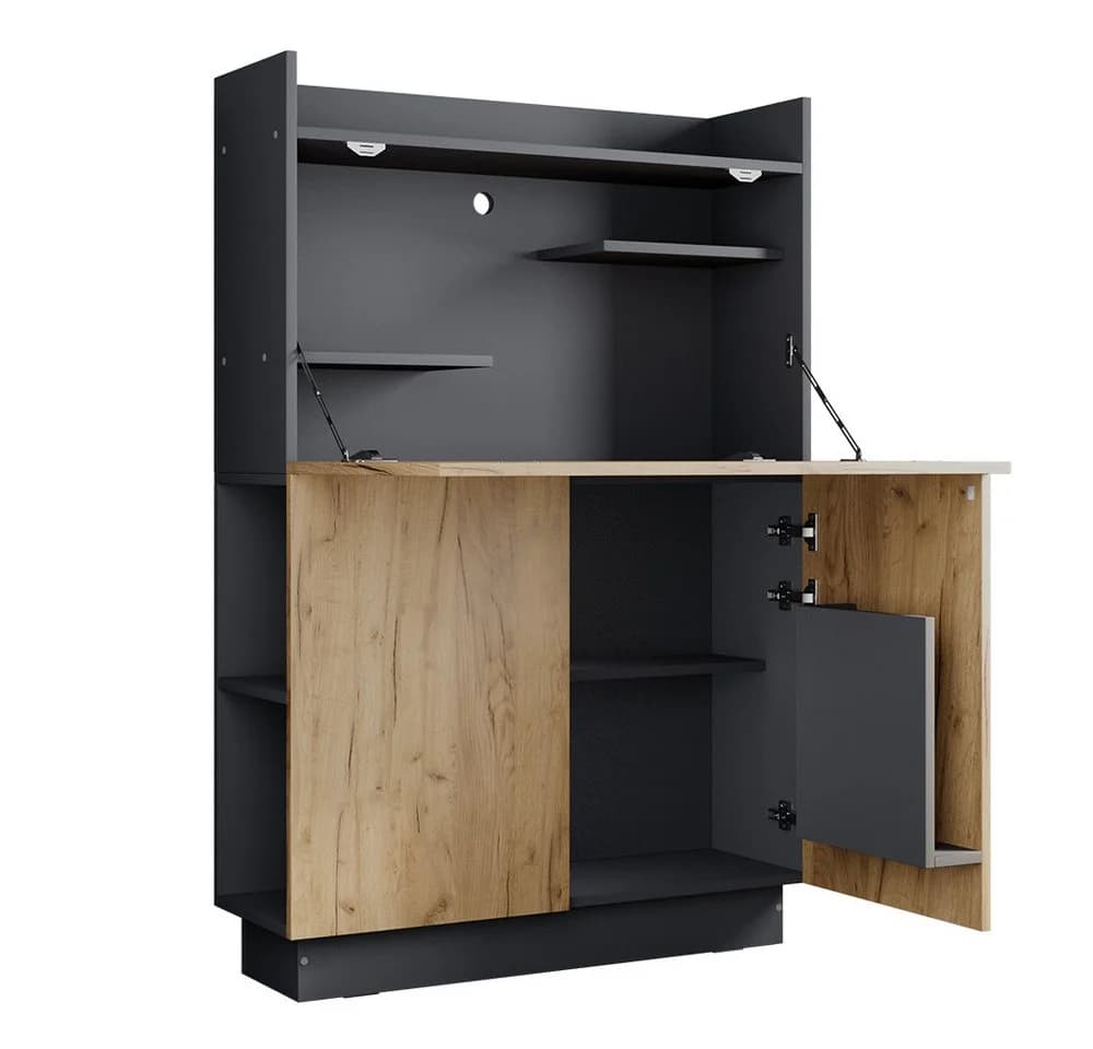 Vicco Regal-Schreibtisch Alena Anthrazit/Goldkraft Eiche
