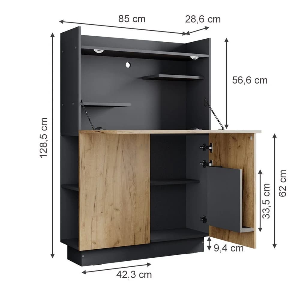 Vicco Regal-Schreibtisch Alena Anthrazit/Goldkraft Eiche - Bild 3