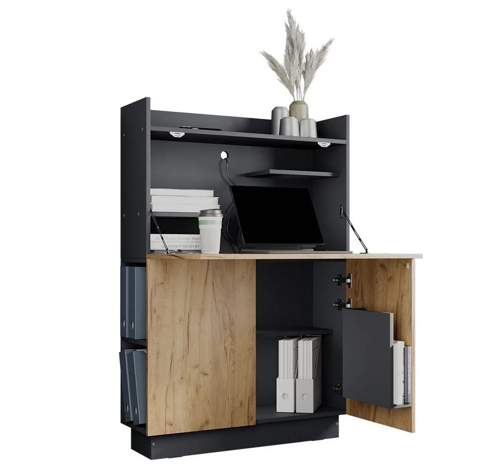 Vicco Regal-Schreibtisch Alena Anthrazit/Goldkraft Eiche - Bild 5