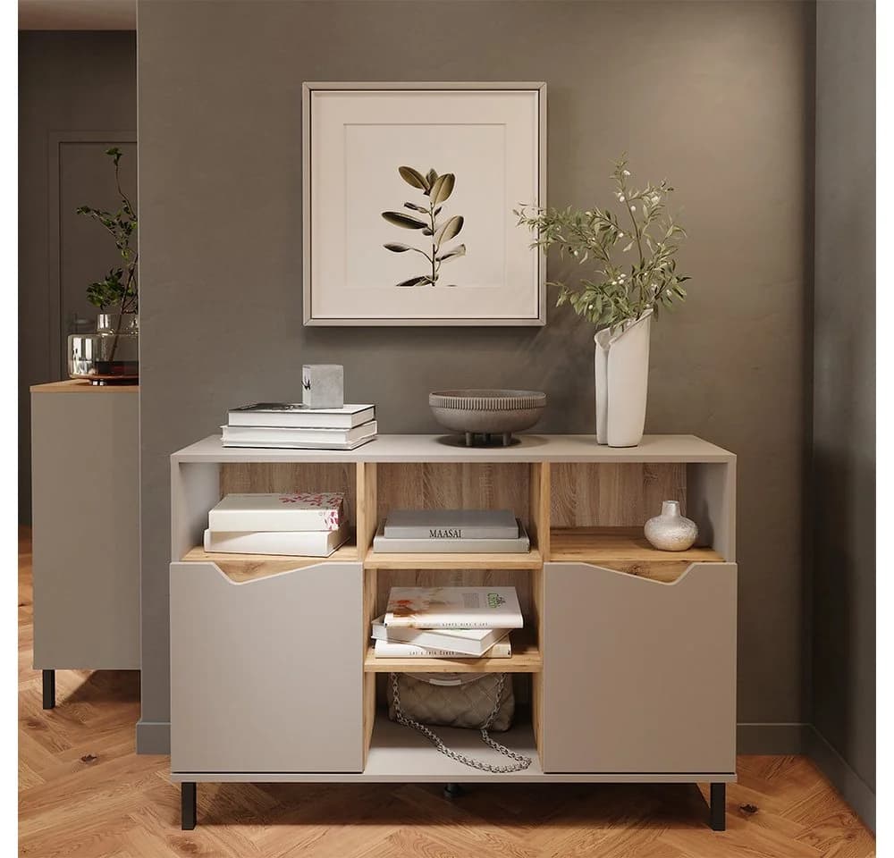 Vicco Kommode Marelle Greige/Artisan 120 x 81.3 cm mit 2 Türen - Bild 3