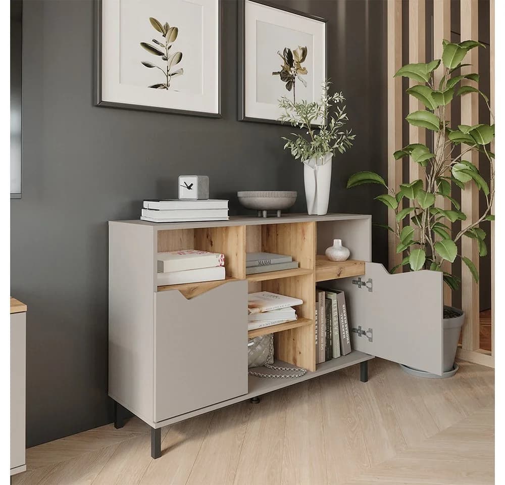 Vicco Kommode Marelle Greige/Artisan 120 x 81.3 cm mit 2 Türen - Bild 5