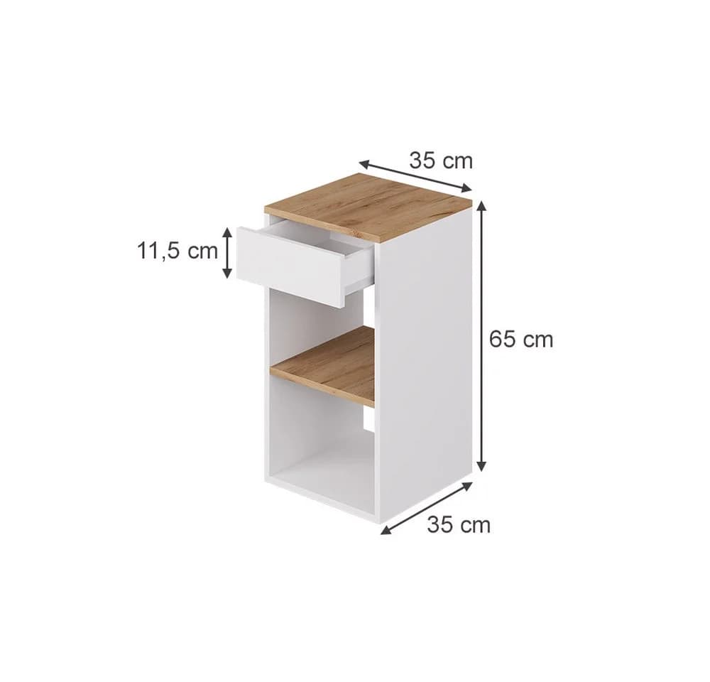 Vicco Nachtschrank Dany Weiß/Goldkraft Eiche 2er Set - Bild 3