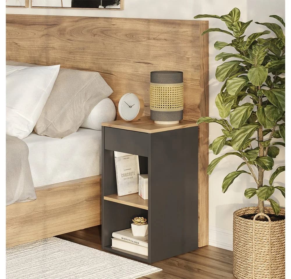 Vicco Nachtschrank Dany Anthrazit/Goldkraft Eiche - Bild 2