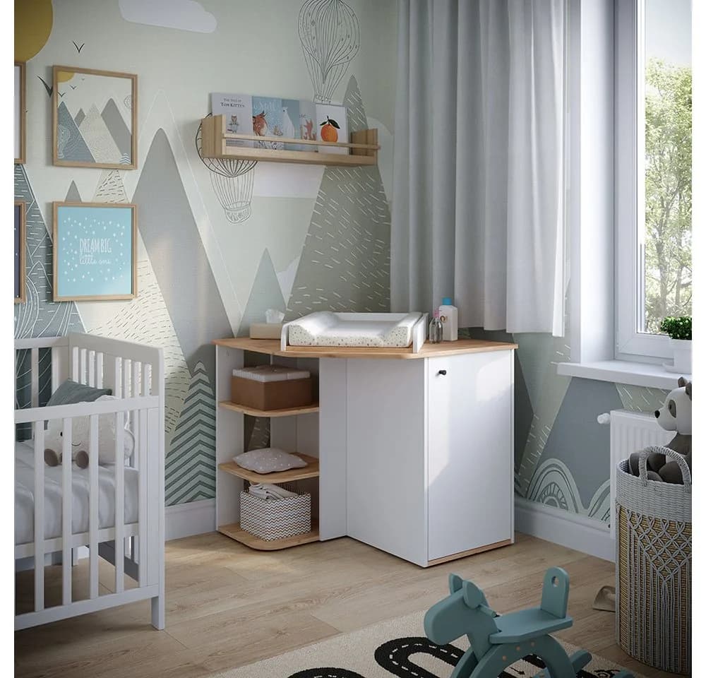 Vicco Wickelkommode Kristian Weiß/Goldkraft Eiche 85x77.3cm Wickelaufsatz - Bild 2