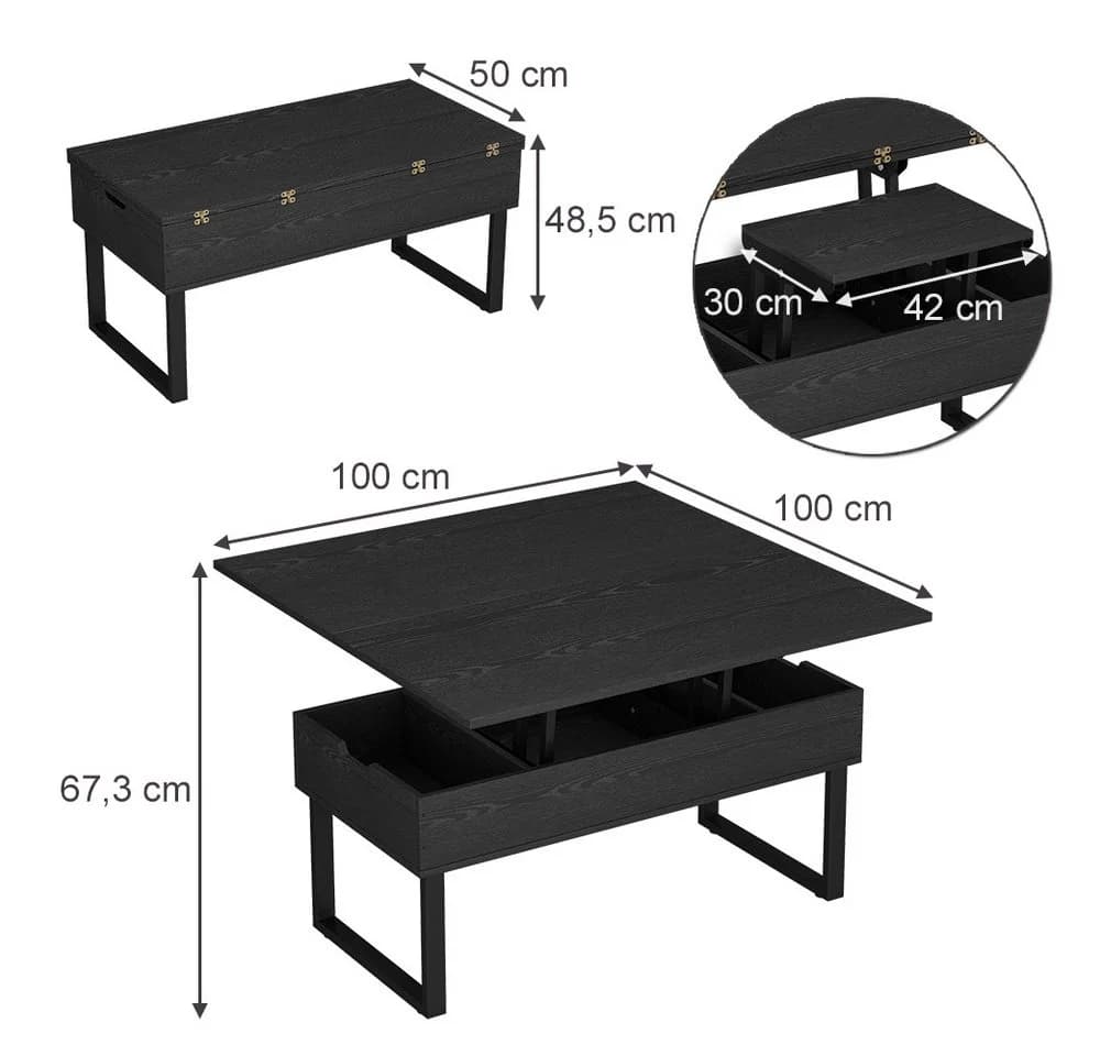Vicco Couchtisch Lifty Schwarz mit Liftfunktion - Bild 3