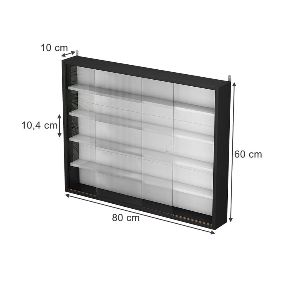 Vicco Hängevitrine Clario Schwarz/Weiß mit 4 Einlegeböden