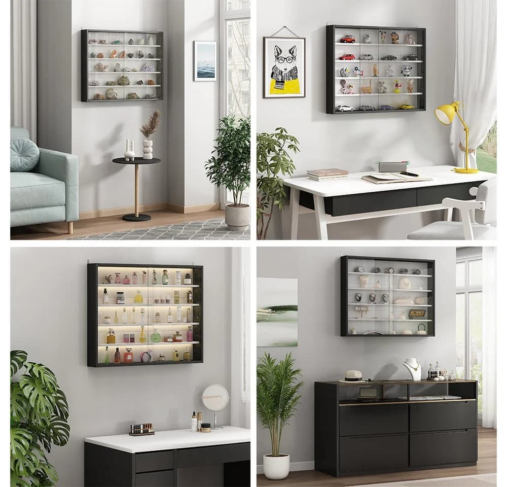 Vicco Hängevitrine Clario Schwarz/Weiß mit 4 Einlegeböden - Bild 5