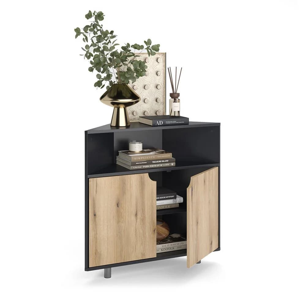 Vicco Kommode Inaro Anthrazit/Eiche Eckdesign 3 Fächer - Bild 5