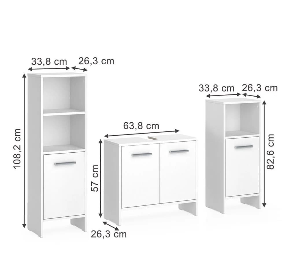 Vicco Badmöbel-Set Karli Weiß 3-teilig