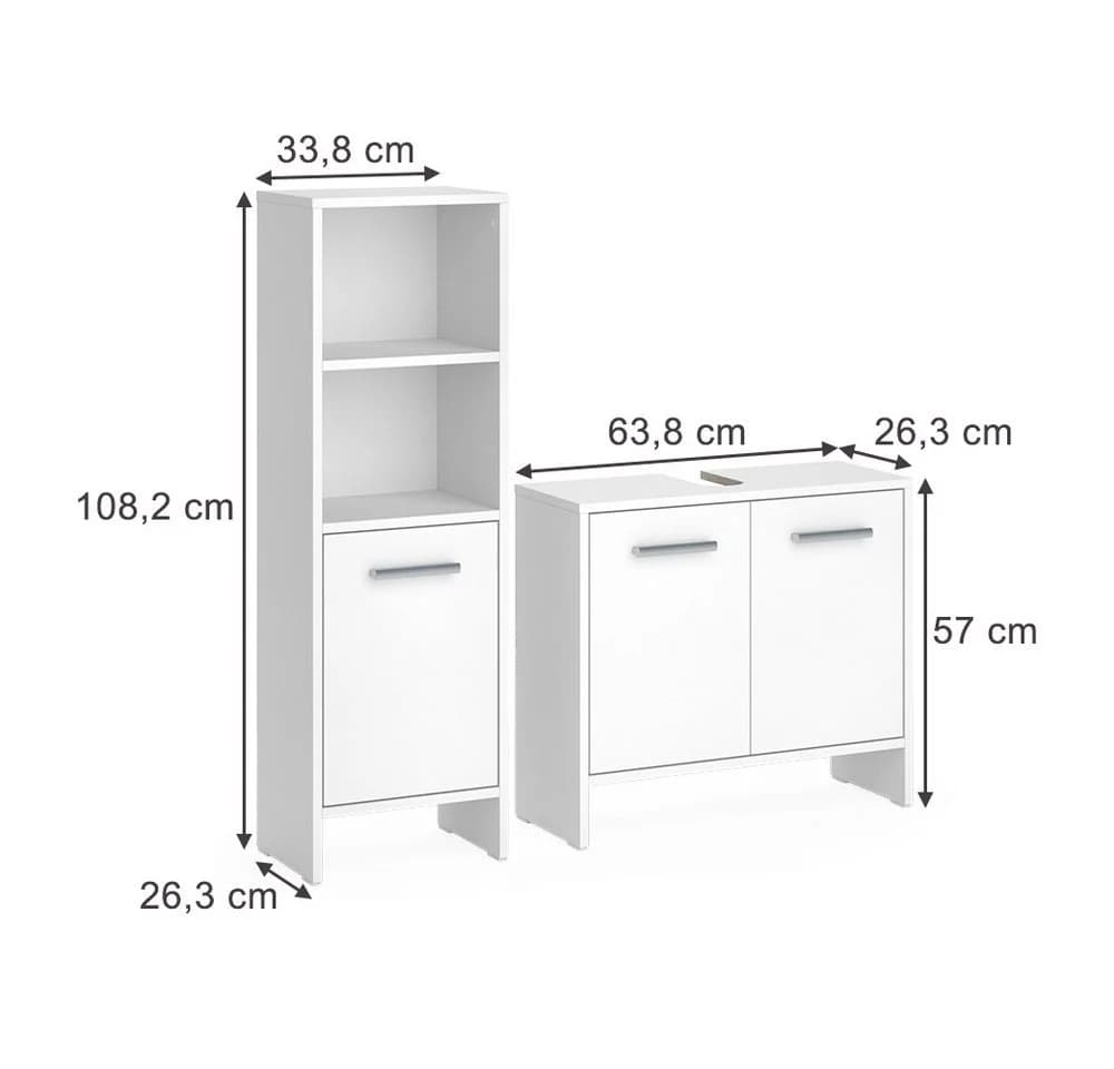Vicco Badmöbel-Set Karli Weiß 2-Teilig