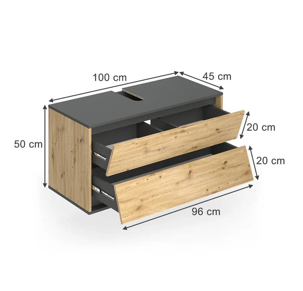 Vicco Waschbeckenunterschrank Edelin Anthrazit/Artisan 2 Schubladen