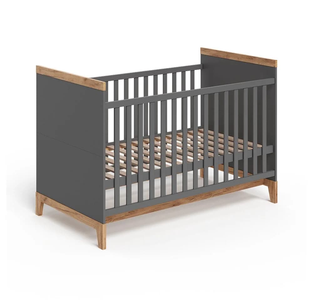 VitaliSpa® Babybett Malia Grau/Artisan-Eiche Kinderbett mit Rausfallschutz - Bild 3
