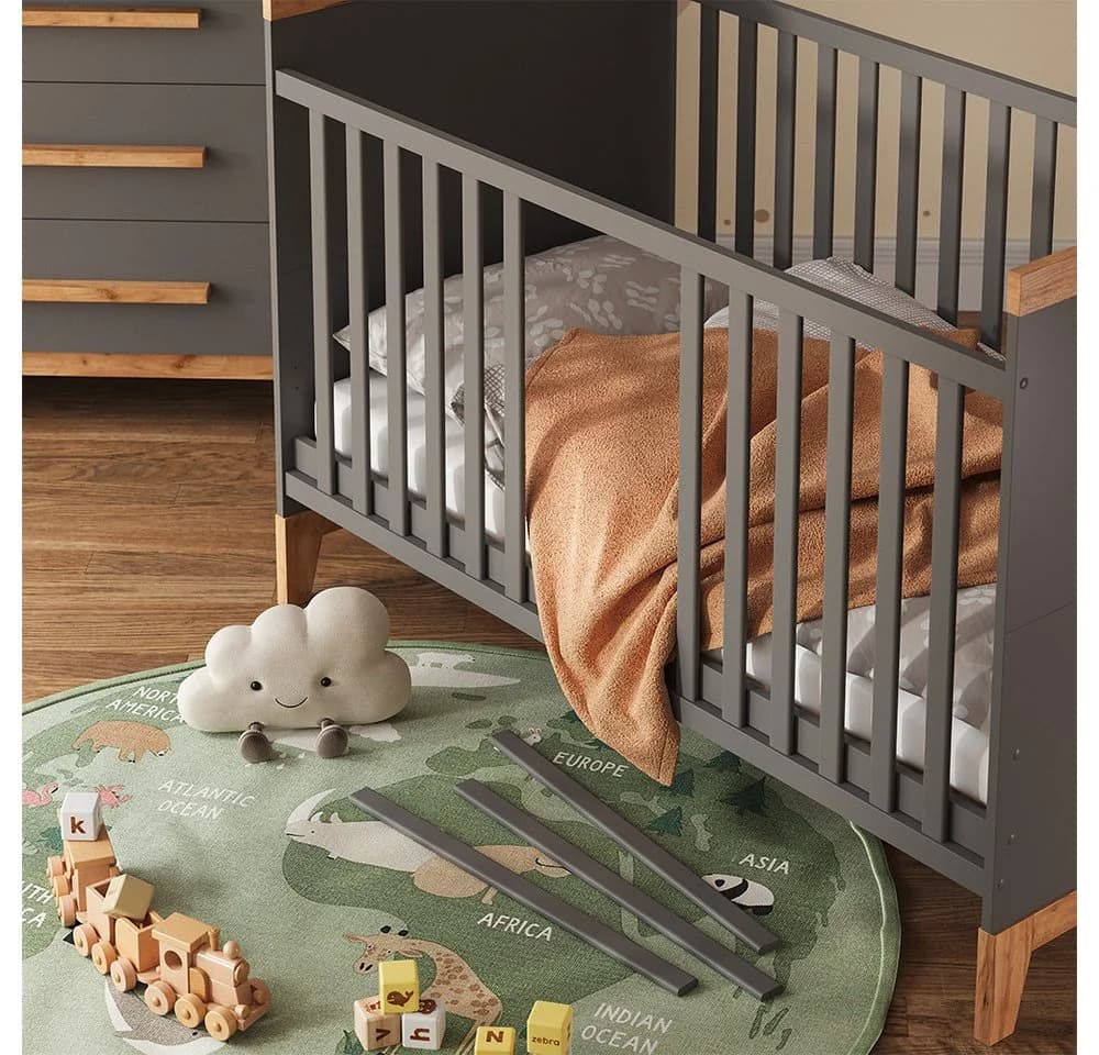 VitaliSpa® Babybett Malia Grau/Artisan-Eiche Kinderbett mit Rausfallschutz - Bild 4