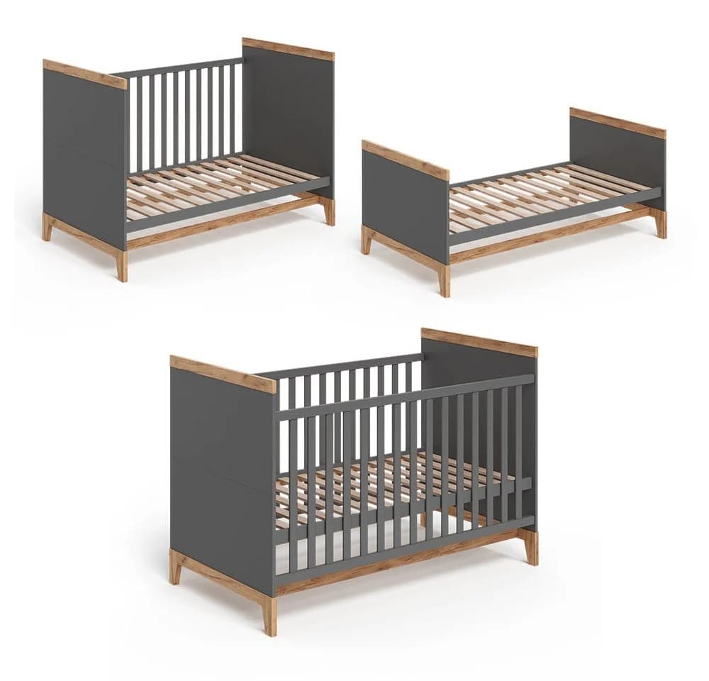 VitaliSpa® Babybett Malia Grau/Artisan-Eiche Kinderbett mit Rausfallschutz - Bild 5