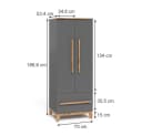 VitaliSpa® Kleiderschrank Malia Grau/Artisan Kinderkleiderschrank Bild 1