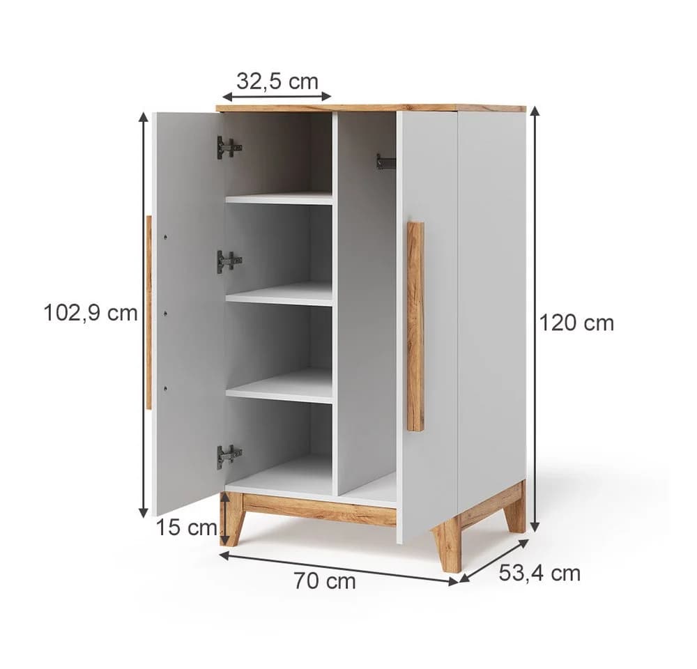 VitaliSpa® Kleiderschrank Malia Weiß/Artisan