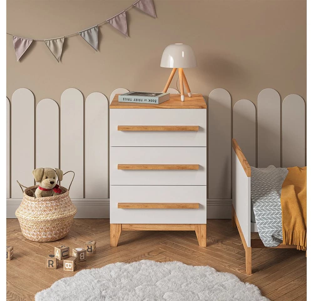 VitaliSpa® Kommode Malia Weiß/Artisan 60 x 88 cm mit 3 Schubladen - Bild 2