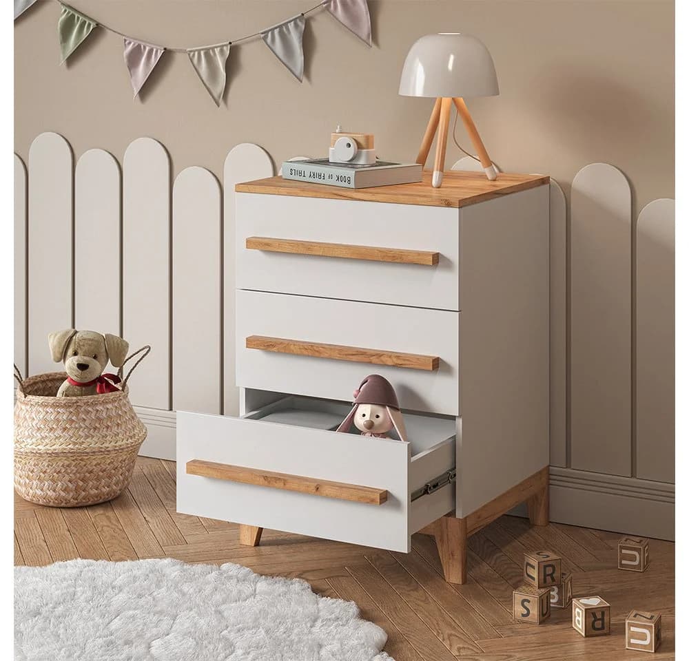 VitaliSpa® Kommode Malia Weiß/Artisan 60 x 88 cm mit 3 Schubladen - Bild 4