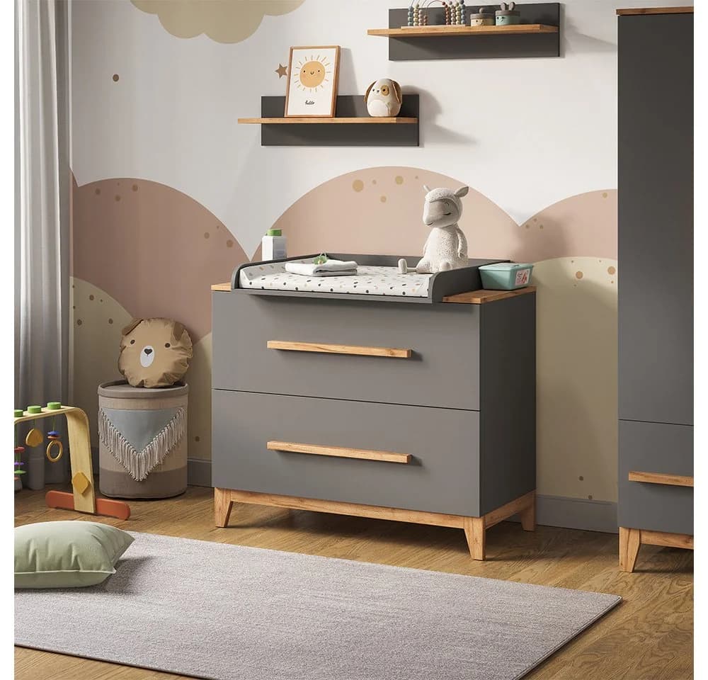 VitaliSpa® Wickelkommode Malia Grau mit 2 Schubladen - Bild 2