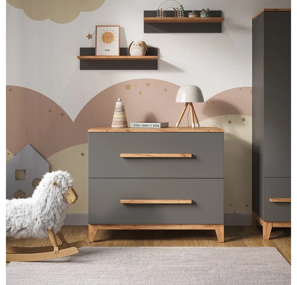 VitaliSpa® Wickelkommode Malia Grau mit 2 Schubladen - Bild 5