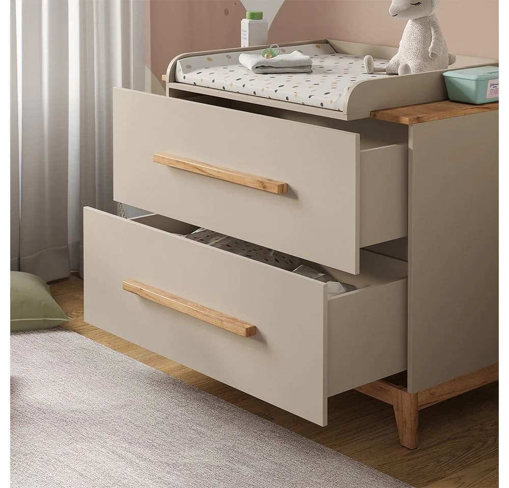 VitaliSpa Wickelkommode Malia Beige mit 2 Schubladen - Bild 4