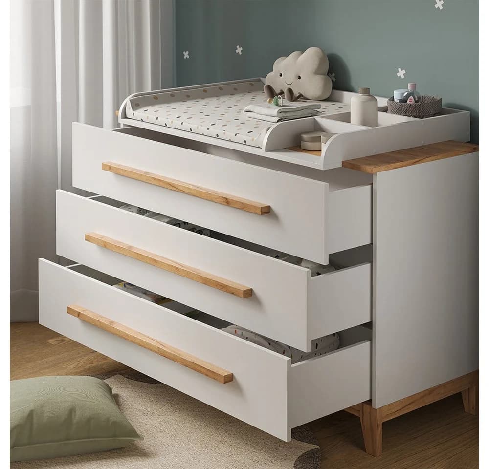 VitaliSpa® Wickelkommode Malia Weiß/Artisan 3 Schubladen - Bild 4