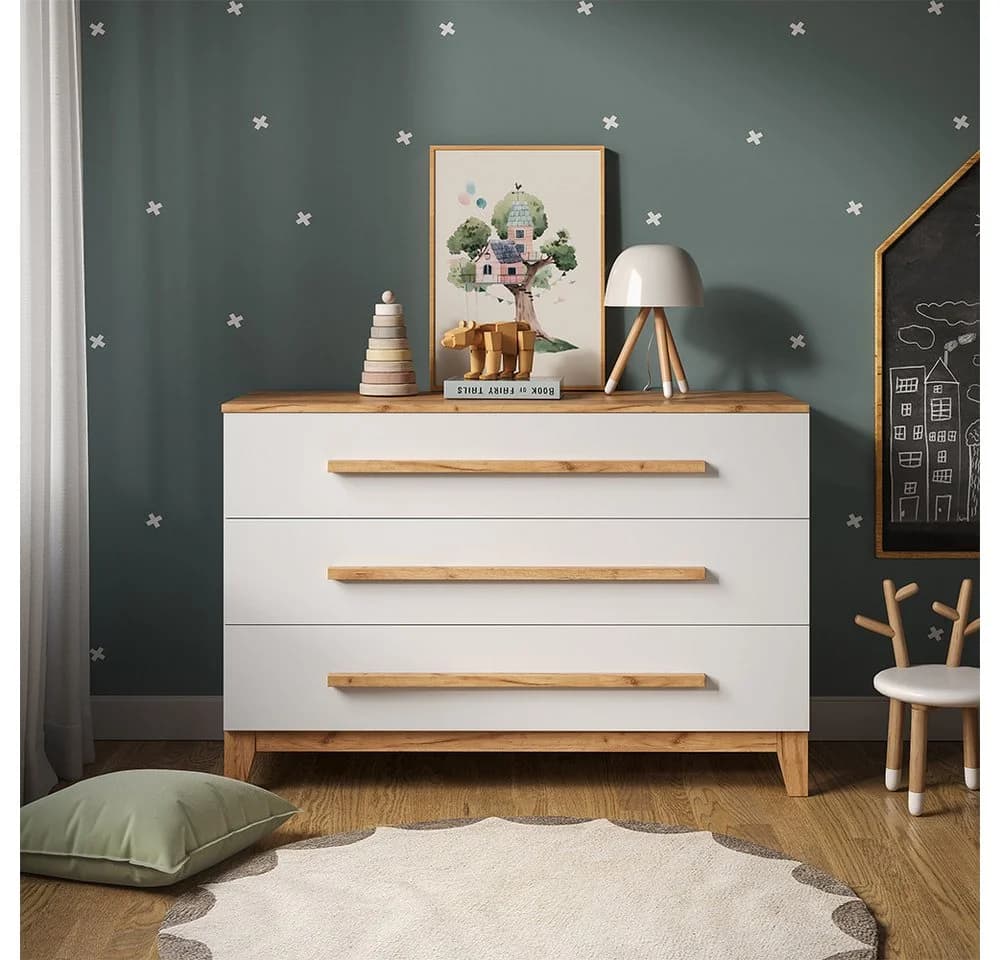 VitaliSpa® Wickelkommode Malia Weiß/Artisan 3 Schubladen - Bild 5