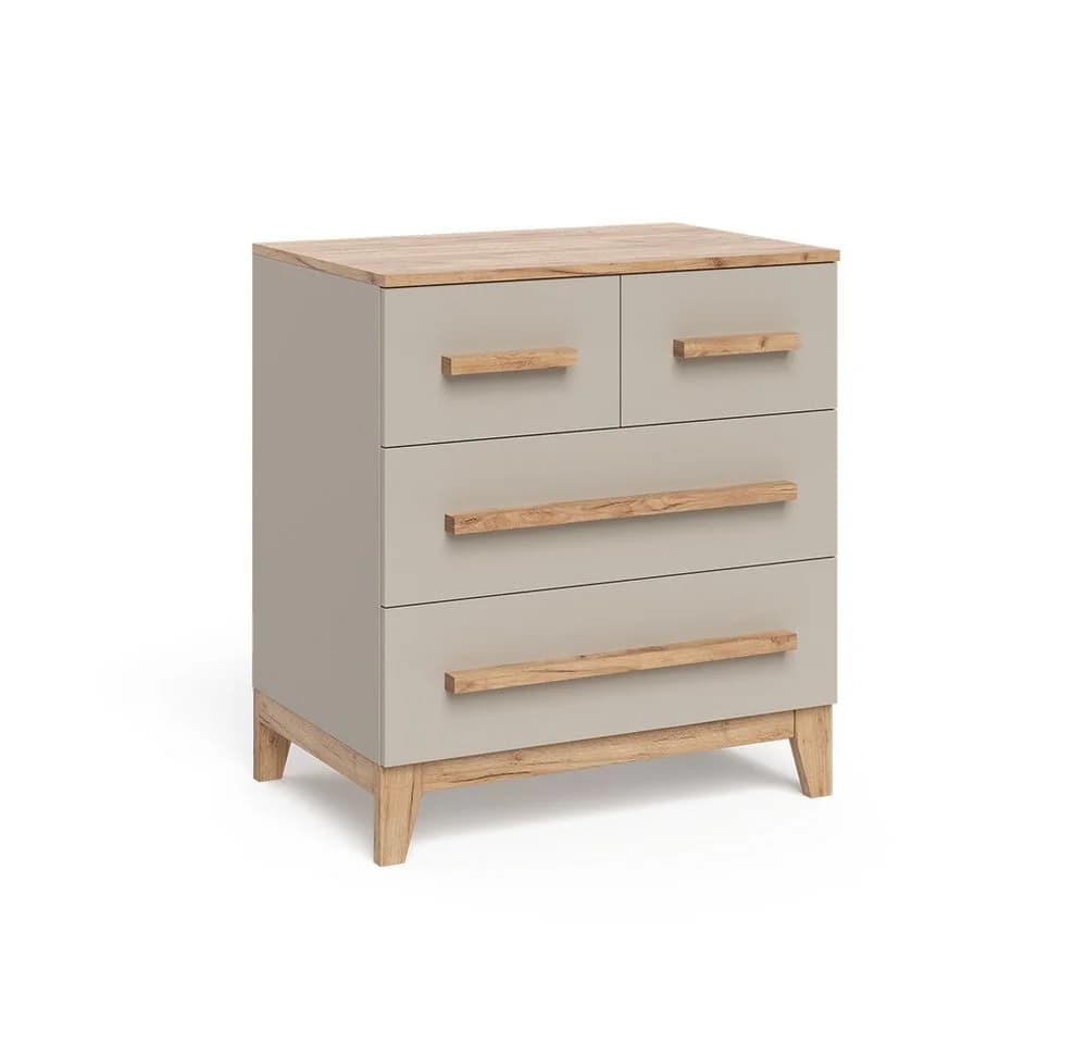 VitaliSpa® Kommode Malia 4 Schubladen Beige/Braun Spanplatte