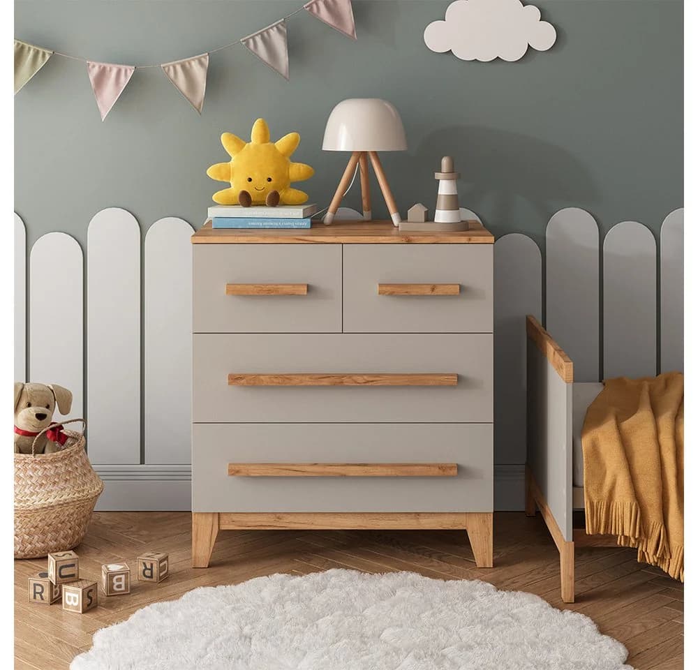 VitaliSpa® Kommode Malia 4 Schubladen Beige/Braun Spanplatte - Bild 2