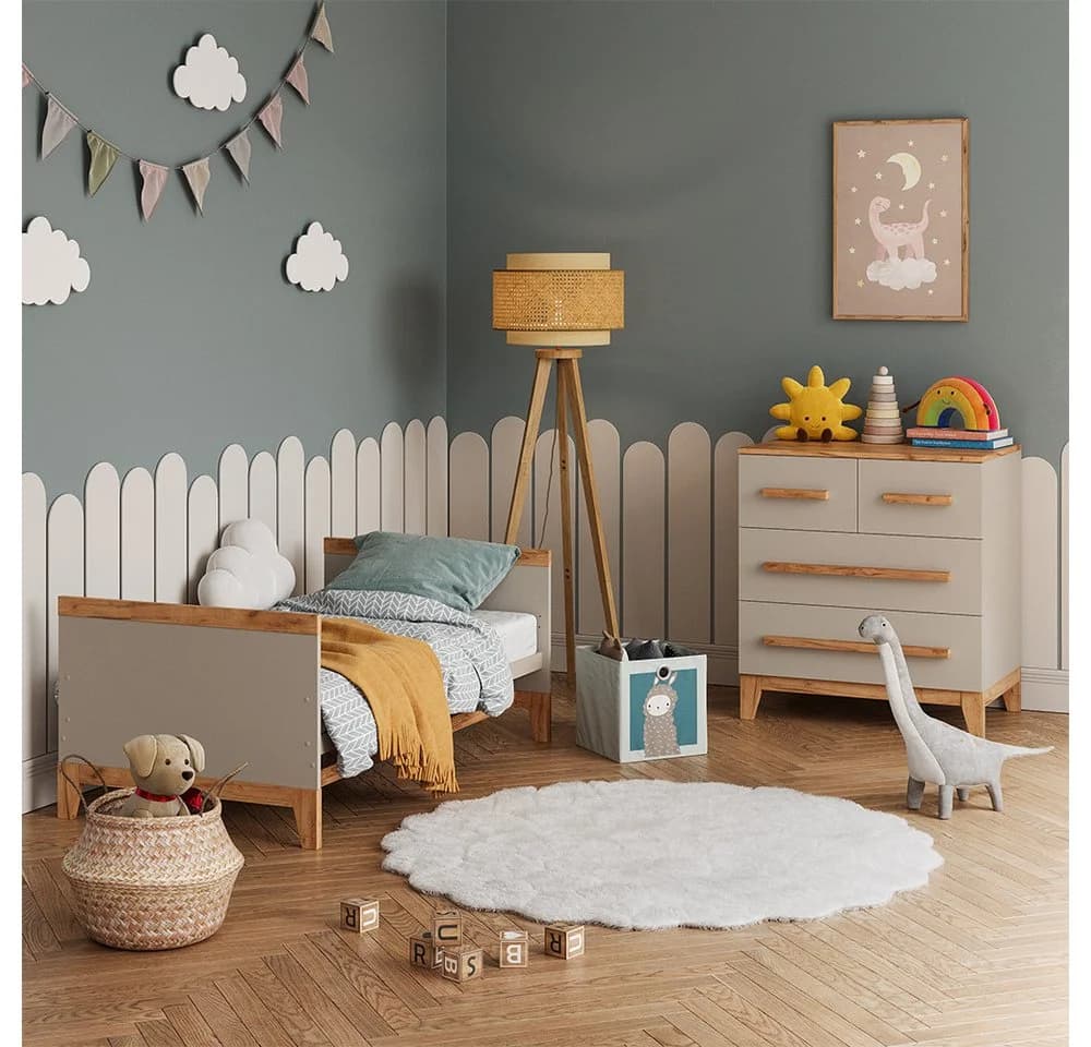 VitaliSpa® Kommode Malia 4 Schubladen Beige/Braun Spanplatte - Bild 5
