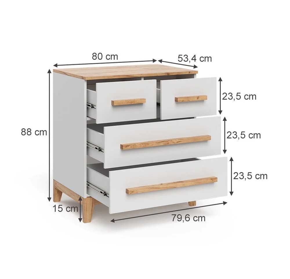 VitaliSpa® Kommode Malia Weiß 4 Schubladen - Bild 3