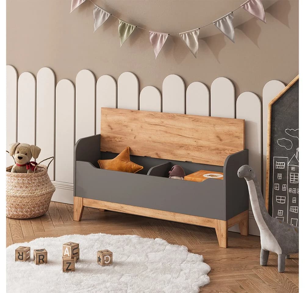 VitaliSpa® Spielzeugtruhe Malia Grau mit Sitzfläche - Bild 4
