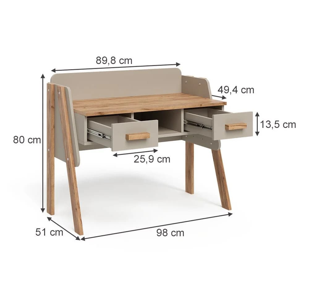 VitaliSpa® Schreibtisch Malia mit Höhenverstellung und 2 Schubladen - Bild 3