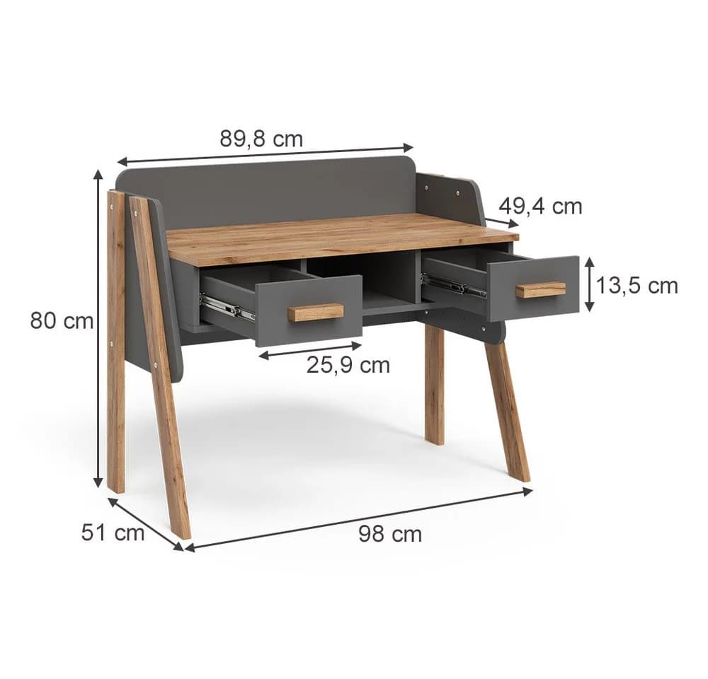 VitaliSpa® Schreibtisch Malia Grau Höhenverstellbar mit Schubladen - Bild 3