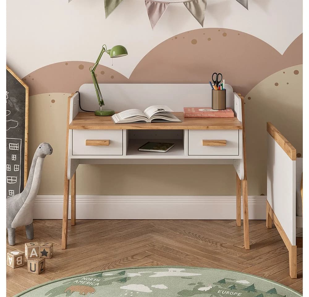 VitaliSpa® Schreibtisch Malia Weiß mit 2 Schubladen und Höhenverstellung - Bild 2