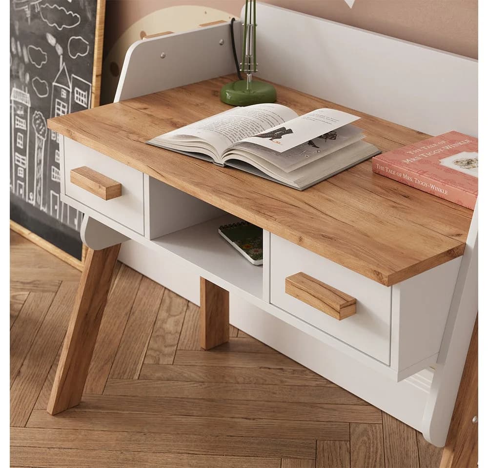 VitaliSpa® Schreibtisch Malia Weiß mit 2 Schubladen und Höhenverstellung - Bild 4