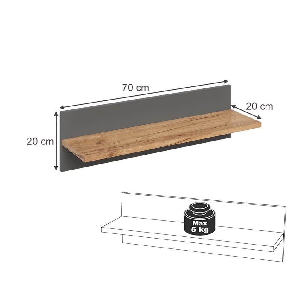 VitaliSpa® Wandregal Malia Grau Kinderzimmer - Bild 1