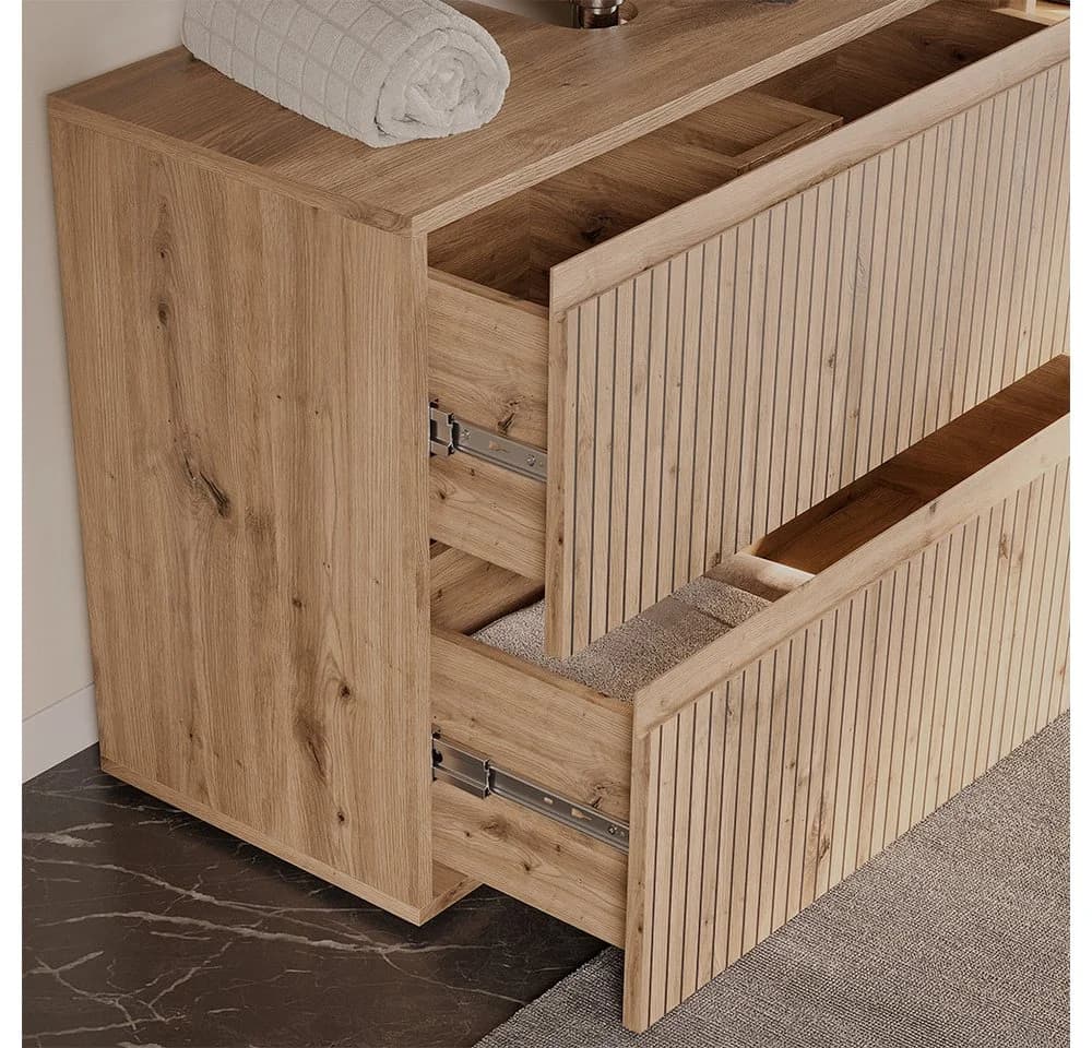 Vicco Waschbeckenunterschrank Takumi Artisan 80 x 58 cm mit 2 Schubladen - Bild 4