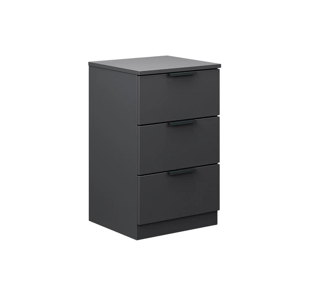 Vicco Nachtschrank Fino Schwarz mit 3 Schubladen