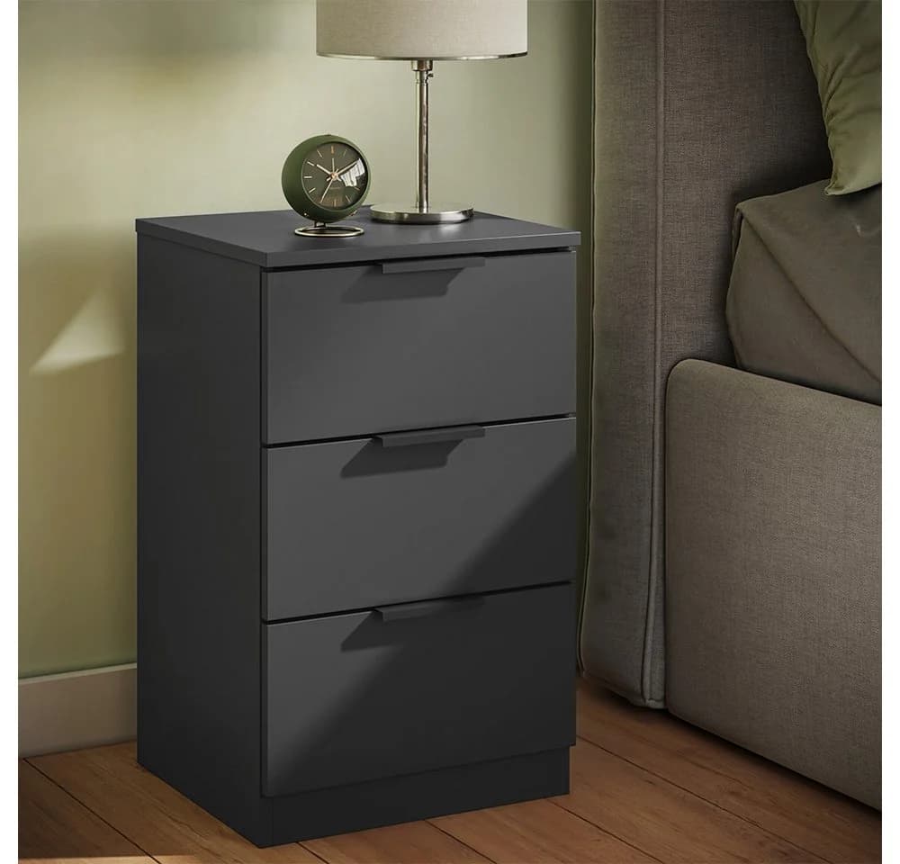Vicco Nachtschrank Fino Schwarz mit 3 Schubladen - Bild 2